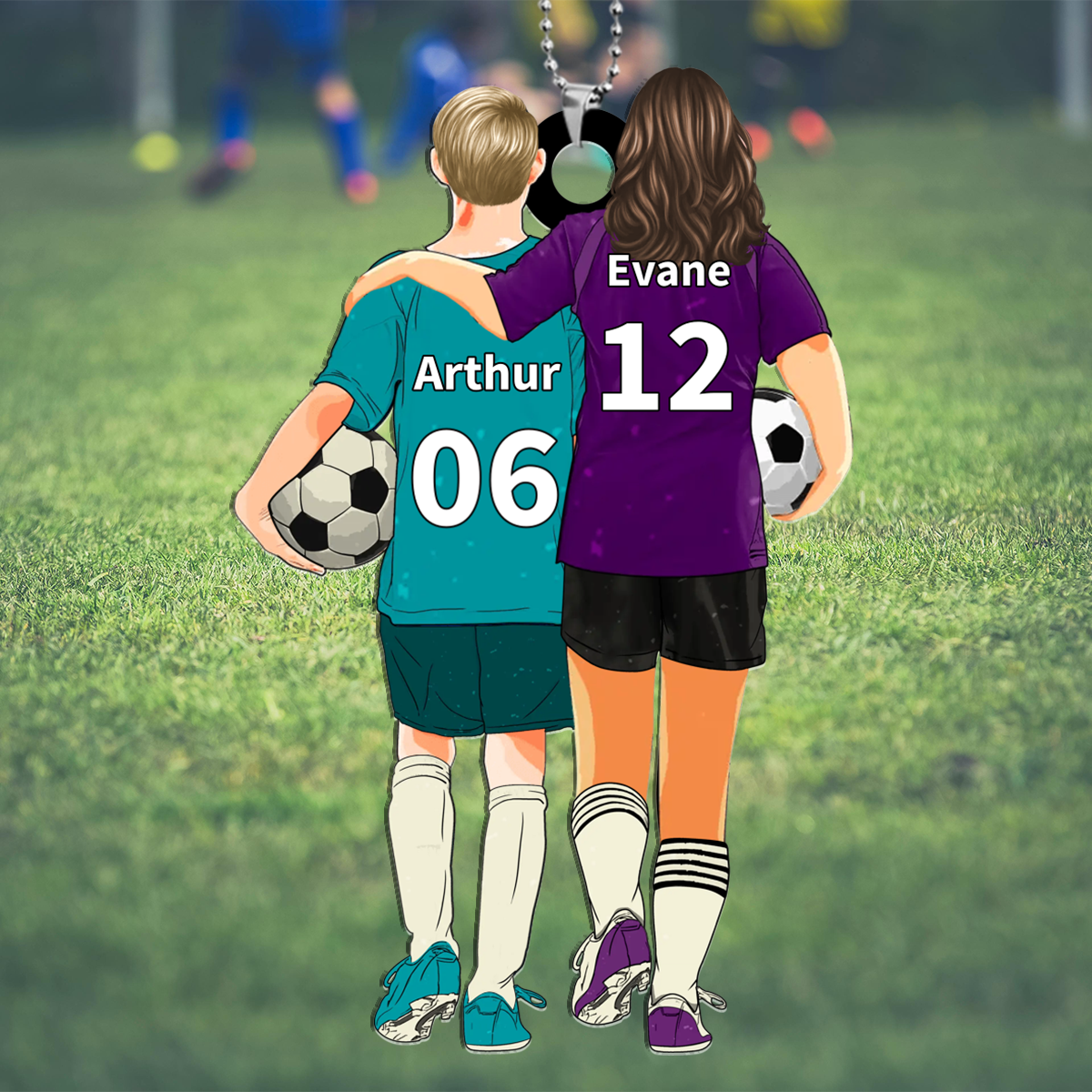 Porte-clés 2 Prénoms Personnalisés avec Illustrations Choisies Porte-Clés Personnaliables | Jessemade