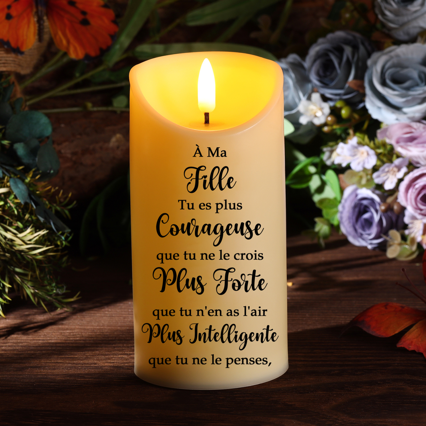 À ma fille - Bougie Électronique Personnalisée avec 2 Prénoms et Texte LED Lumières pour Couple | Jessemade