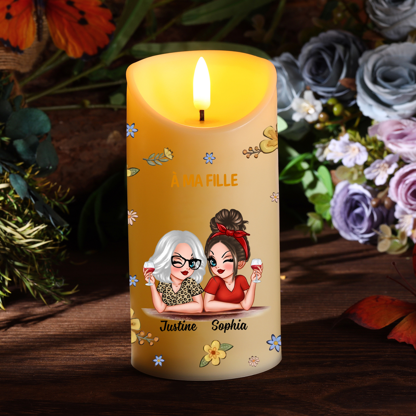 À ma Fille-Bougie LED 2 Prénoms Personnalisés Bougie Électronique Cadeau lumineux et touchant de Maman à sa Fille | Jessemade