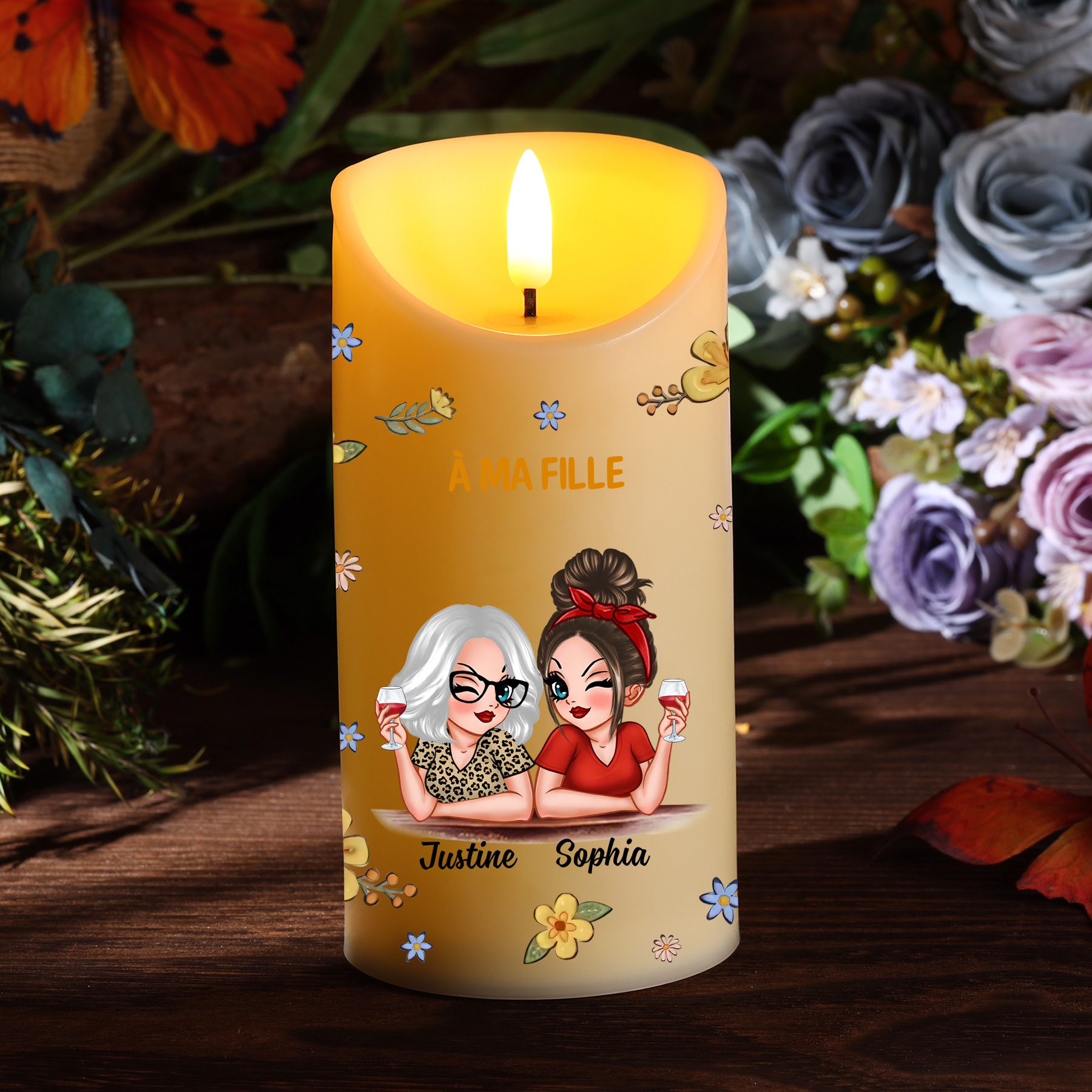 À ma Fille-Bougie LED 2 Prénoms Personnalisés Bougie Électronique Cadeau lumineux et touchant de Maman à sa Fille | Jessemade