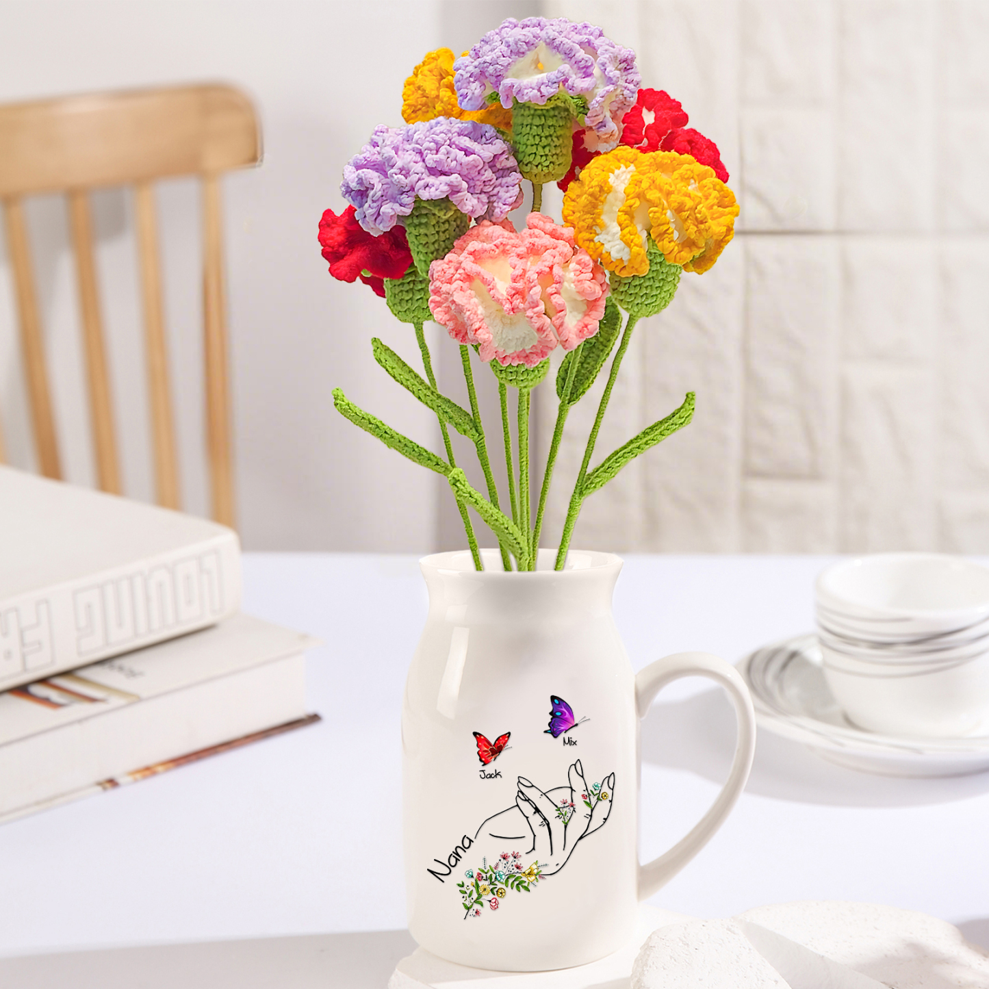 Bouquet de Fleurs au Crochet Fait Main – Roses, Tulipes ou Œillets en Fil Doux | Jessemade