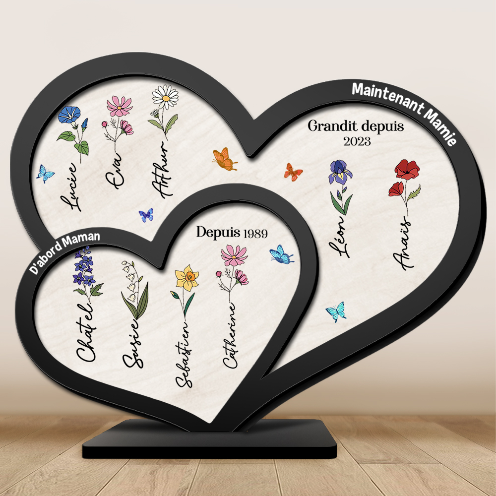 [Copy]À ma Maman/Mamie-Décoration en Bois 1-6 Prénoms Personnalisés Décoration la main dans la main | Jessemade