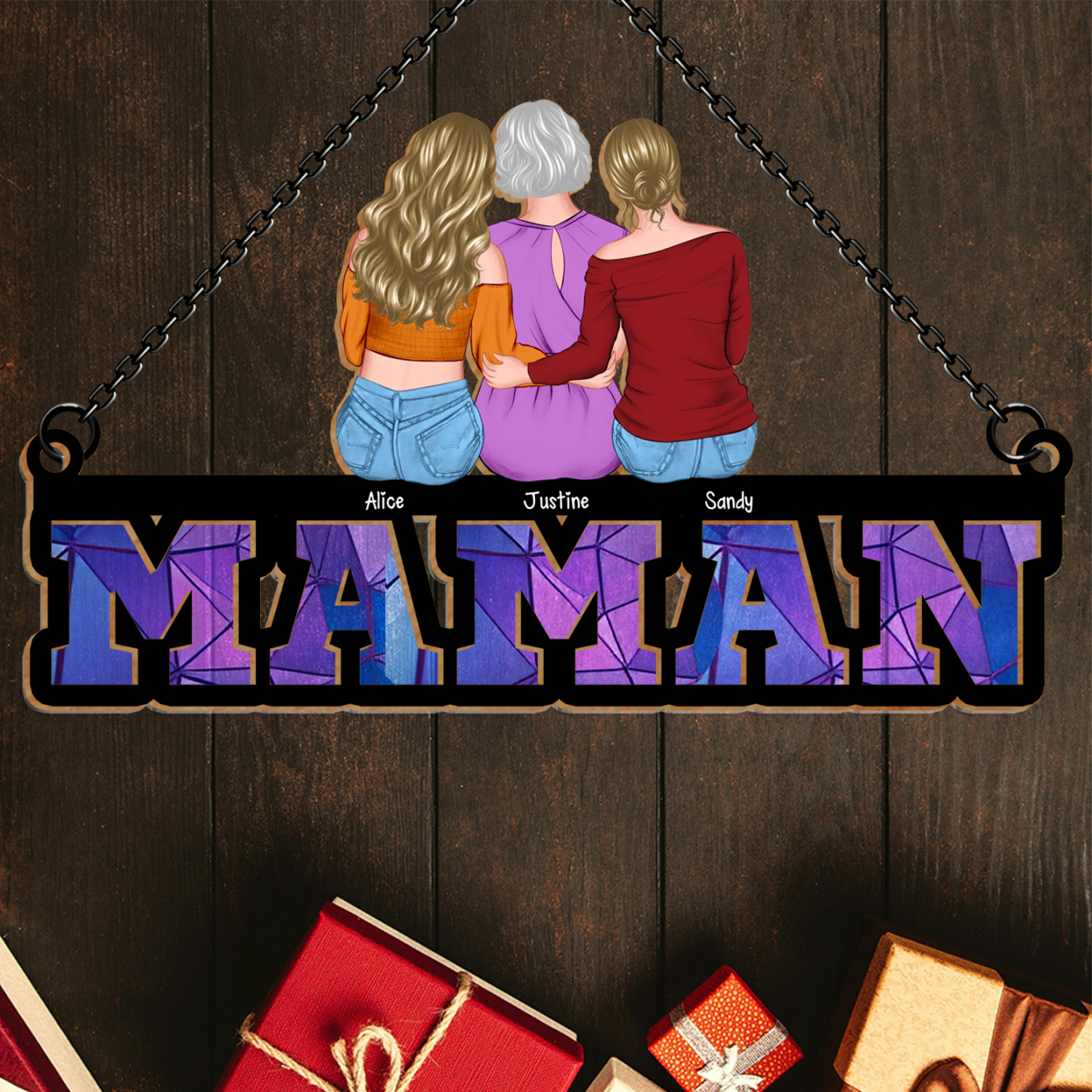 [Copy]À Maman/Mamie-Suspension Famille Personnalisée avec 1-6 Prénoms et Ours Décoration Cadeau pour Maman | Jessemade