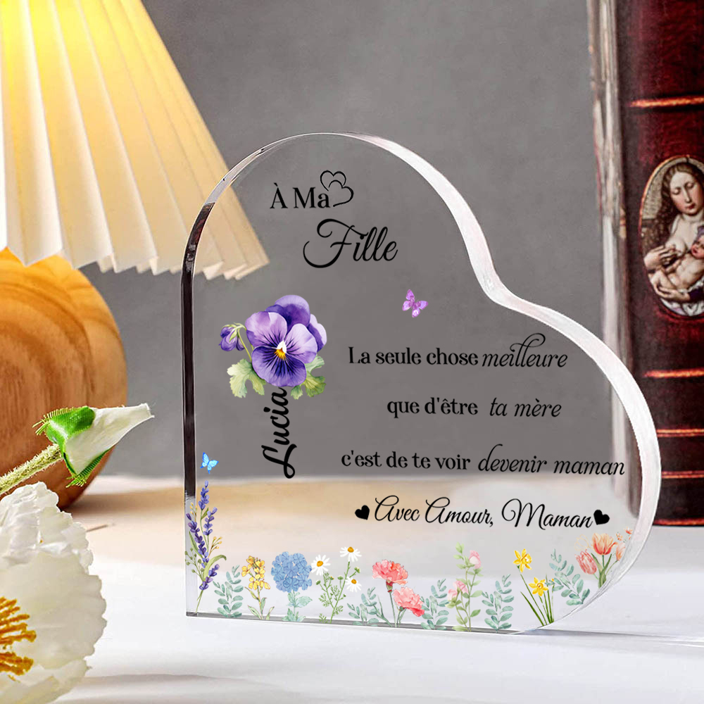 [Copy]À Maman - Plaque Acrylique Cœur 5 Textes Personnalisé Le jour où tu es devenue ma maman Déco de Maison | Jessemade