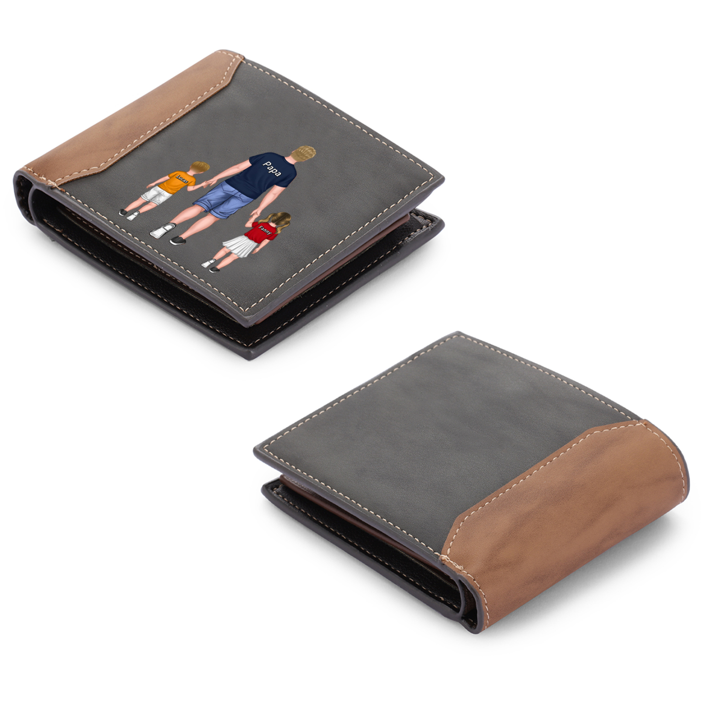 À mom Papa - Portefeuille Personnalisé avec Prénoms et Enfants Porte-Monnaie pour Homme | Jessemade