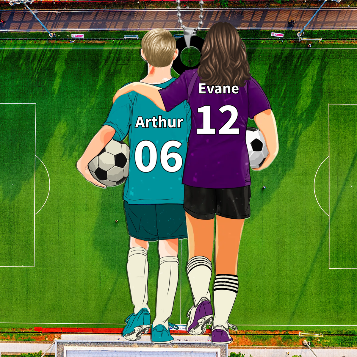 Porte-clés 2 Prénoms Personnalisés avec Illustrations Choisies Porte-Clés Personnaliables | Jessemade