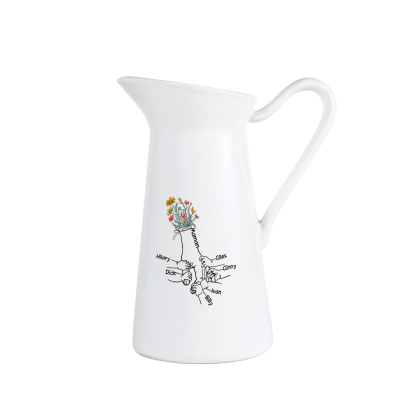 À Maman/Mamie - Vase Personnalisé 2-7 Prénoms Vase Forme Pichet en Céramique (sans fleurs) | Jessemade