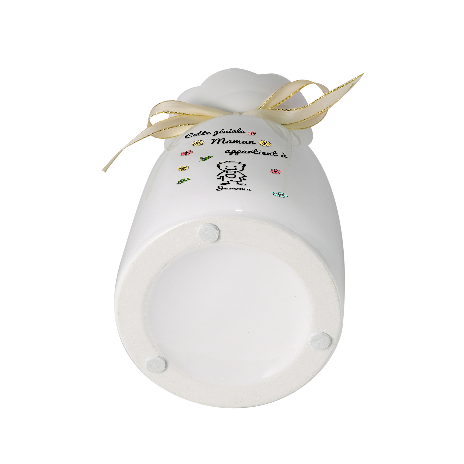 Vase avec Ruban 1-6 Prénoms et Enfants Personnalisés avec 1 Tetxe Vase en Céramique (sans fleurs) | Jessemade