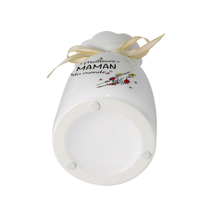 À ma Maman/Mamie-Vase Personnalisé avec 2-7 Prénoms et 1 Tetxe Vase la Main dans la Main avec Ruban en Céramique (sans fleurs) | Jessemade