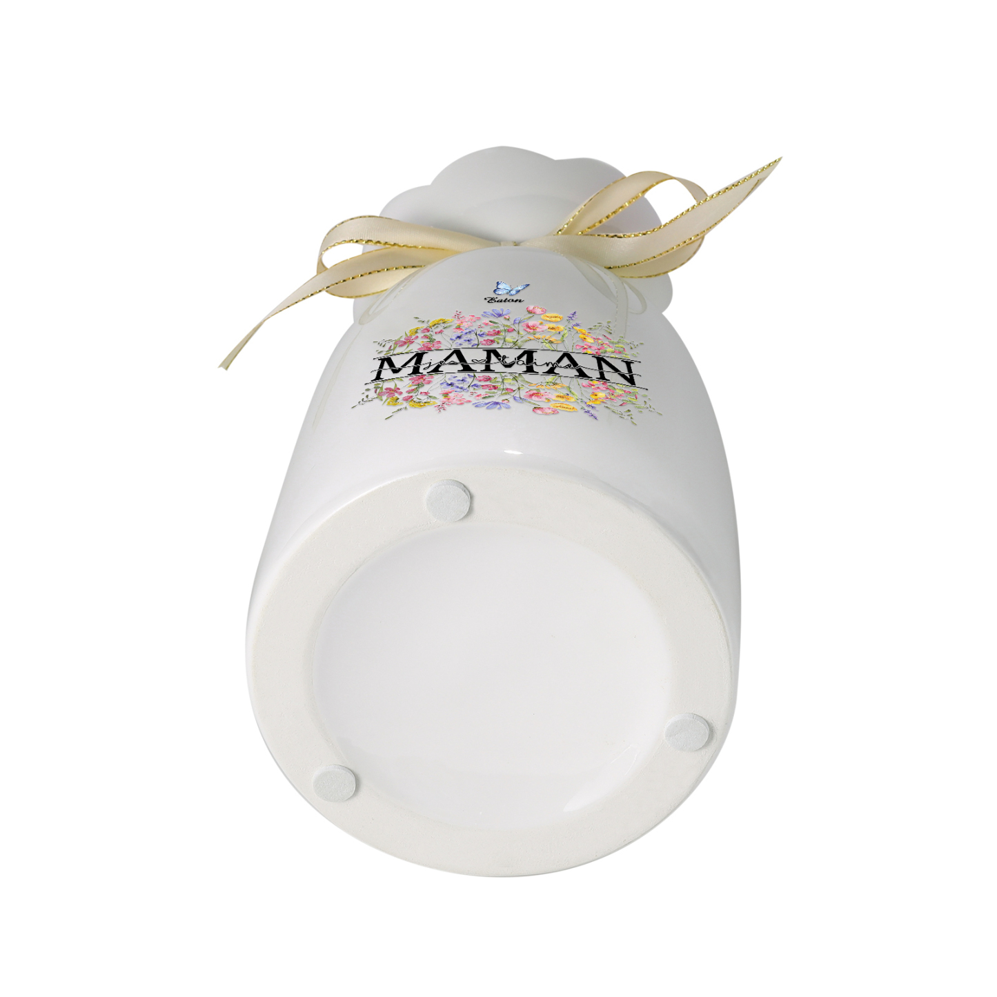 À ma Maman-Vase Personnalisé avec 1-5 Prénoms Vase Fluers et Papillon avec Ruban en Céramique (sans fleurs) | Jessemade