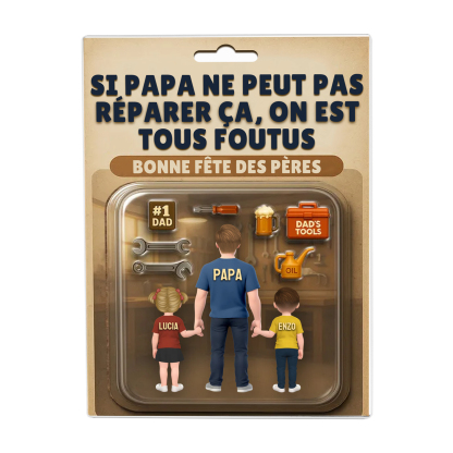 Plaque Acrylique Personnalisée Fête des Pères – « Si Papa ne peut pas réparer ça, on est tous foutus » – Cadeau avec prénoms des enfants | Jessemade