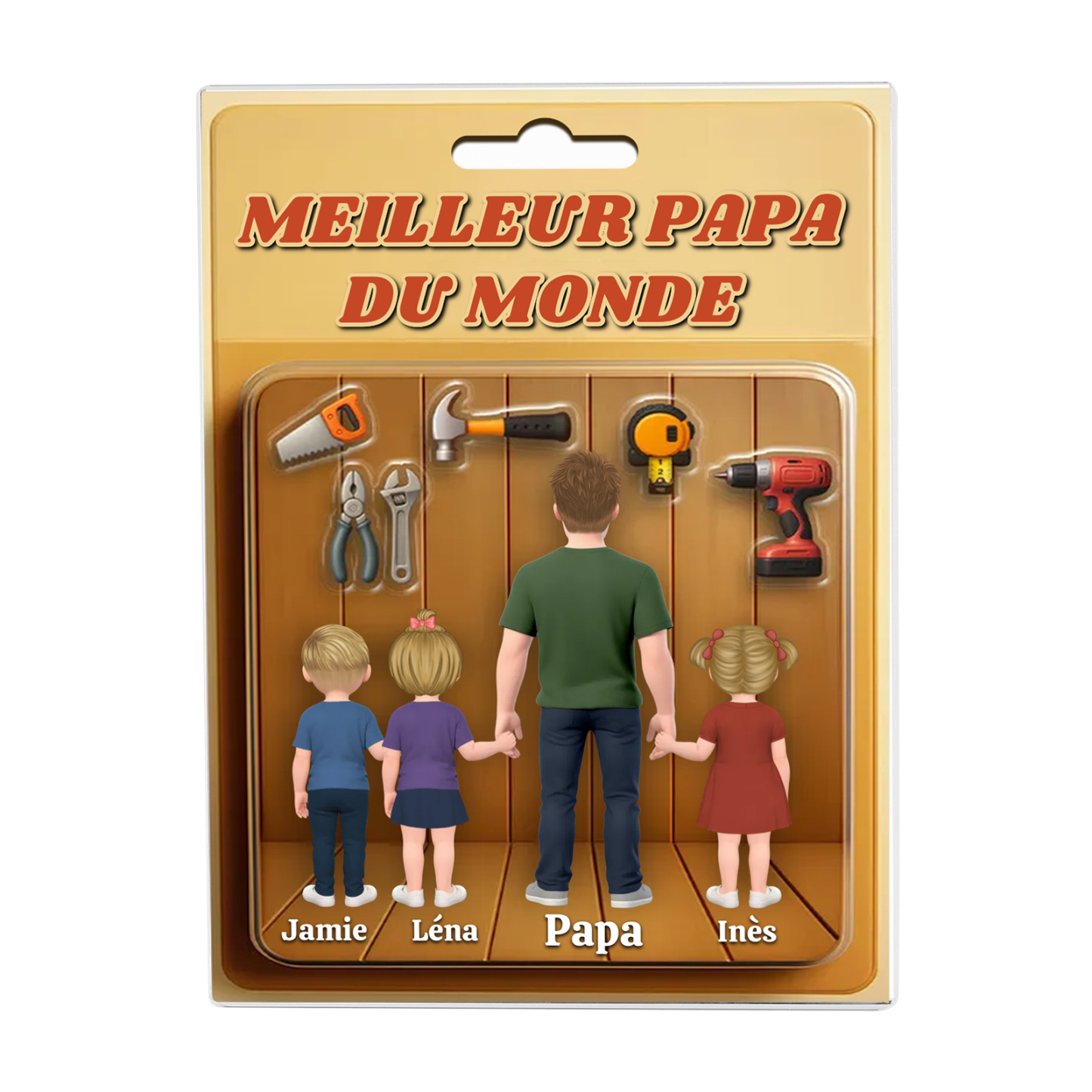 Plaque Acrylique Personnalisée Fête des Pères – « Meilleur Papa du Monde » – Cadeau avec 1-5 Prénoms des Enfants | Jessemade