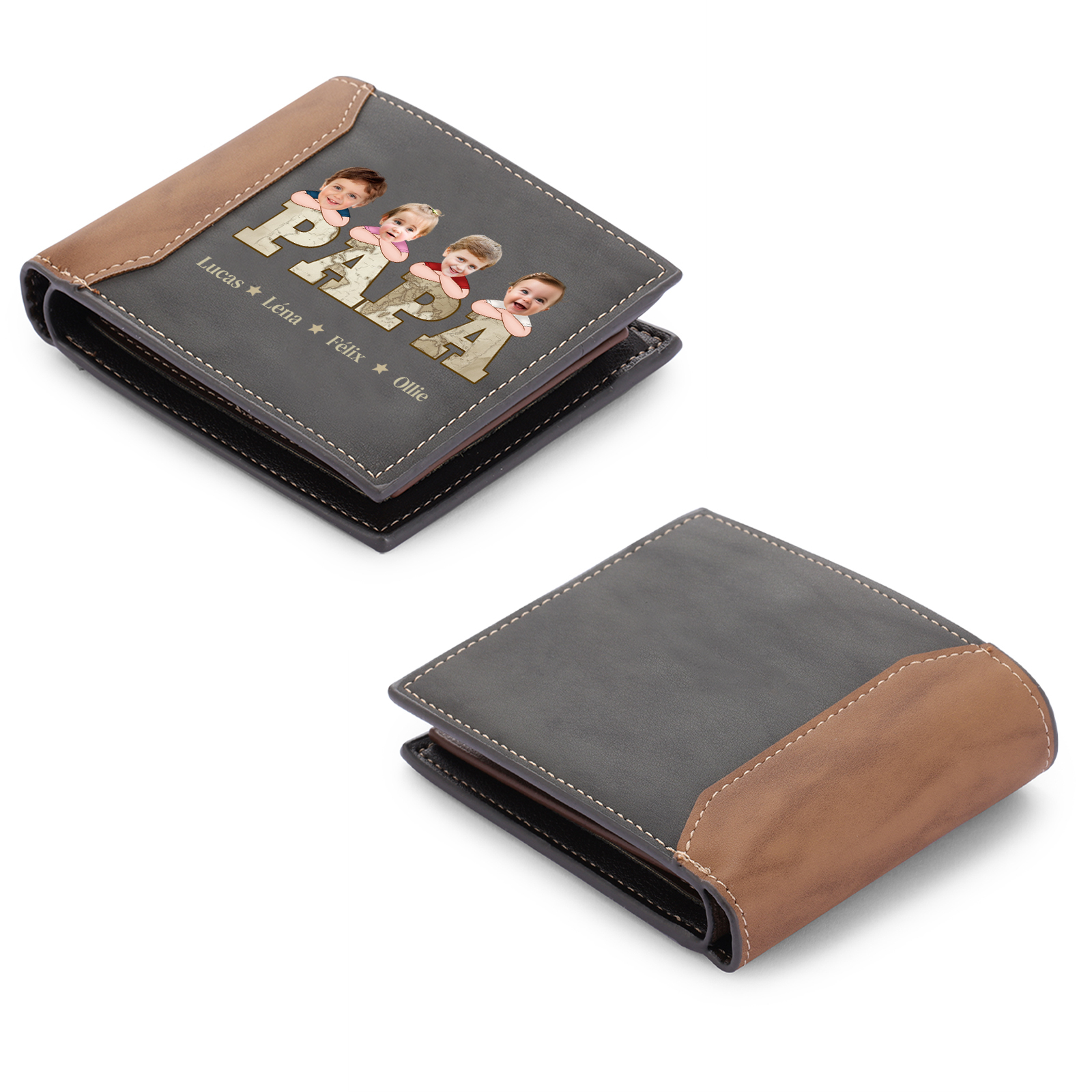 Portefeuille personnalisable avec photo et 1 à 10 prénoms - Cadeau pour Papa | Cadeau Fête des Pères | Jessemade