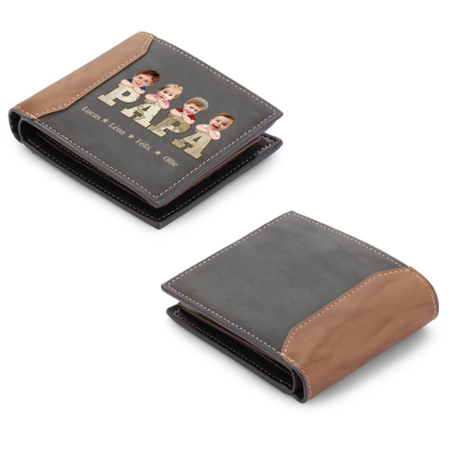 Portefeuille personnalisable avec photo et 1 à 10 prénoms - Cadeau pour Papa | Cadeau Fête des Pères | Jessemade