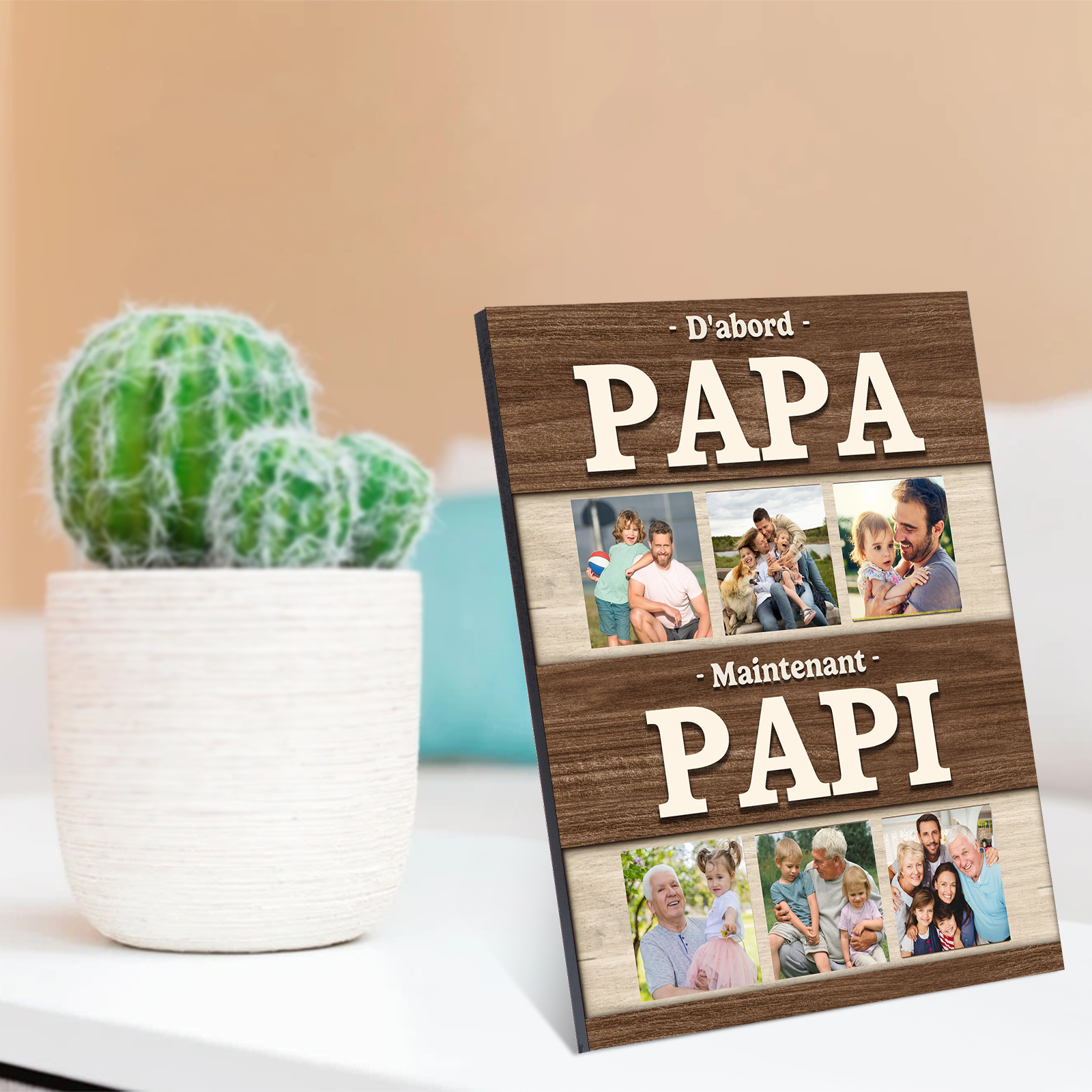 À mon Papa/Papi-Cadre Photo en Bois Personnalisés avec 6 Photos