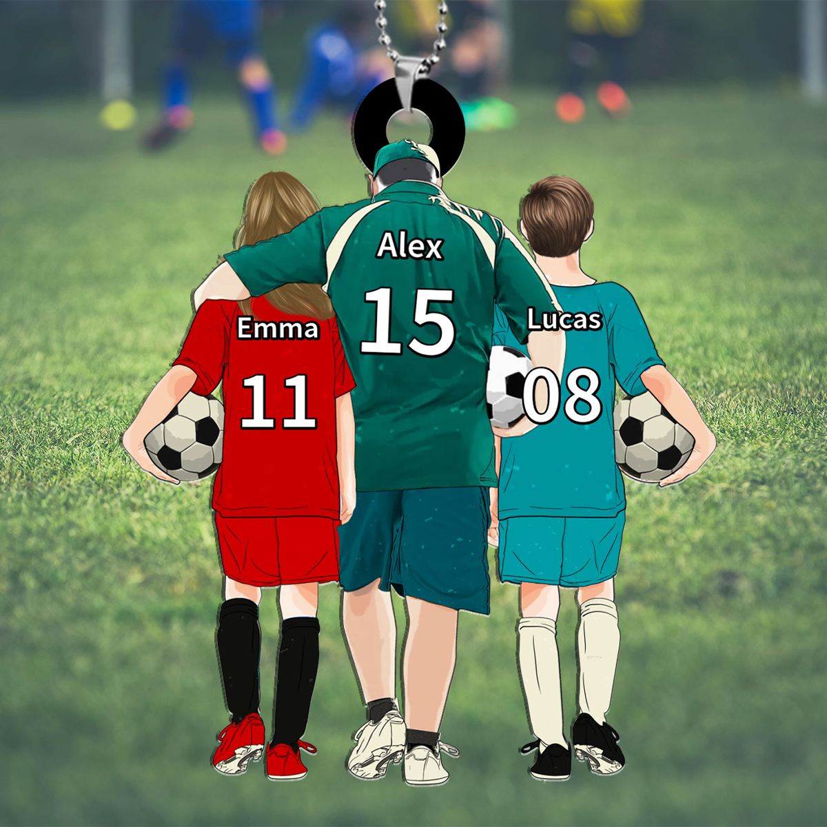 [Copy]Porte-Clés Football Personnalisée 1 à 3 Prénoms d’enfants -Cadeau pour Famille | Jessemade