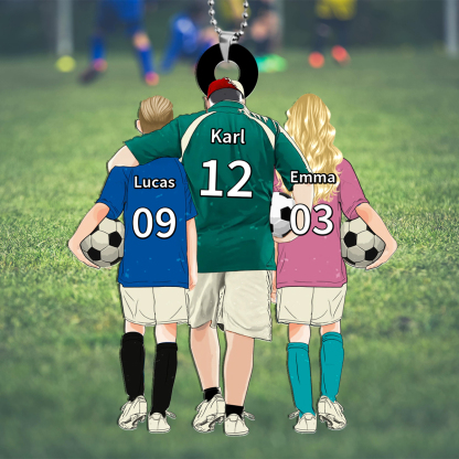 🔥Cadeau Papa -Porte-Clés Football Personnalisée 2 Prénoms d’enfants et 1 Prénom Homme -Cadeau pour Famille | Jessemade