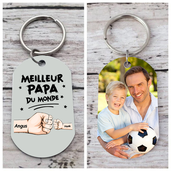 Porte-clés Meilleur Papa personnalisé 2-5 prénoms et photo | Jessemade