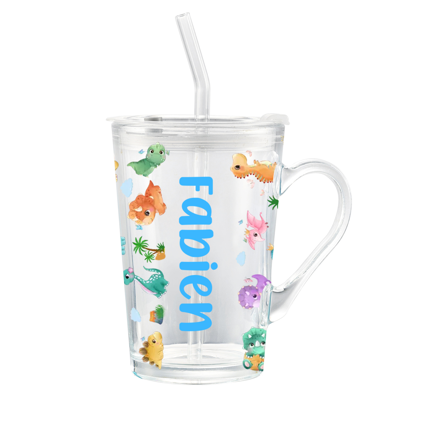 Gobelet Personnalisé avec Prénom et 4 motifs Tasse avec Paille et Couvercle | Cadeau Rentrée Scolaire | Jessemade