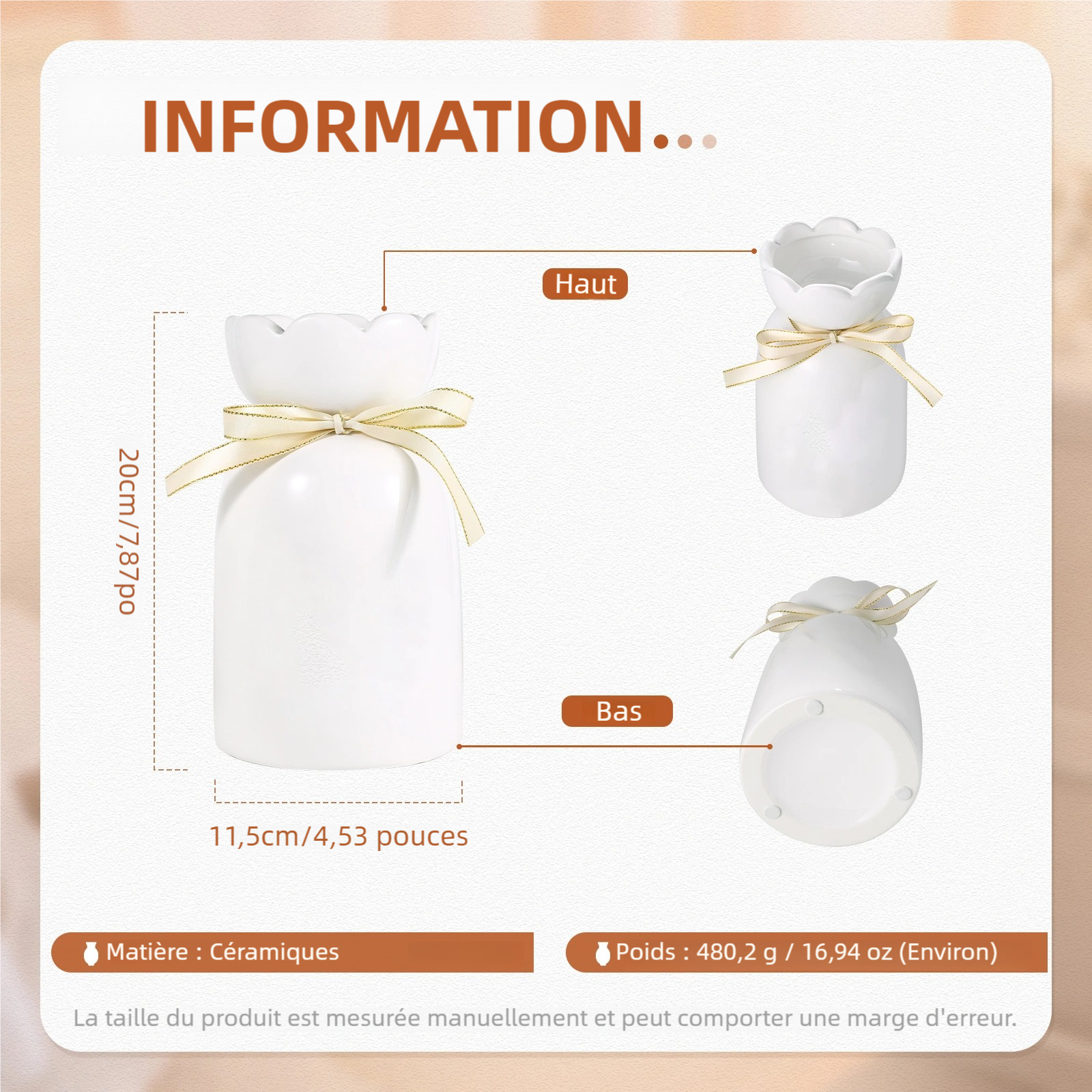 Vase Personnalisé « Le Jardin de Maman/Mamie » avec Prénoms & Fleurs des Enfants – Décoration Cadeau Fête des Mères/Grand-mères