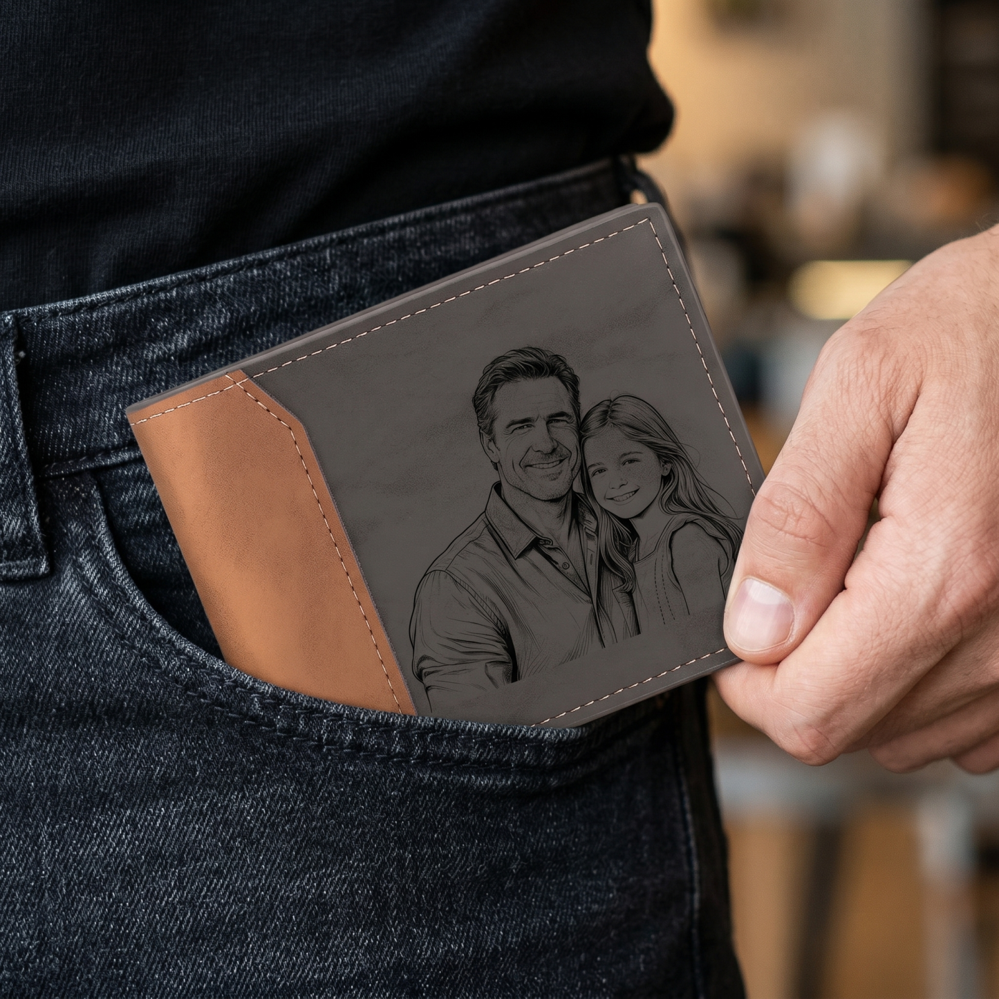 Portefeuille Nom Personnalisé avec photo Homme Porte-Monnaie Carte pour Homme | Cadeau Fête des Pères | Jessemade