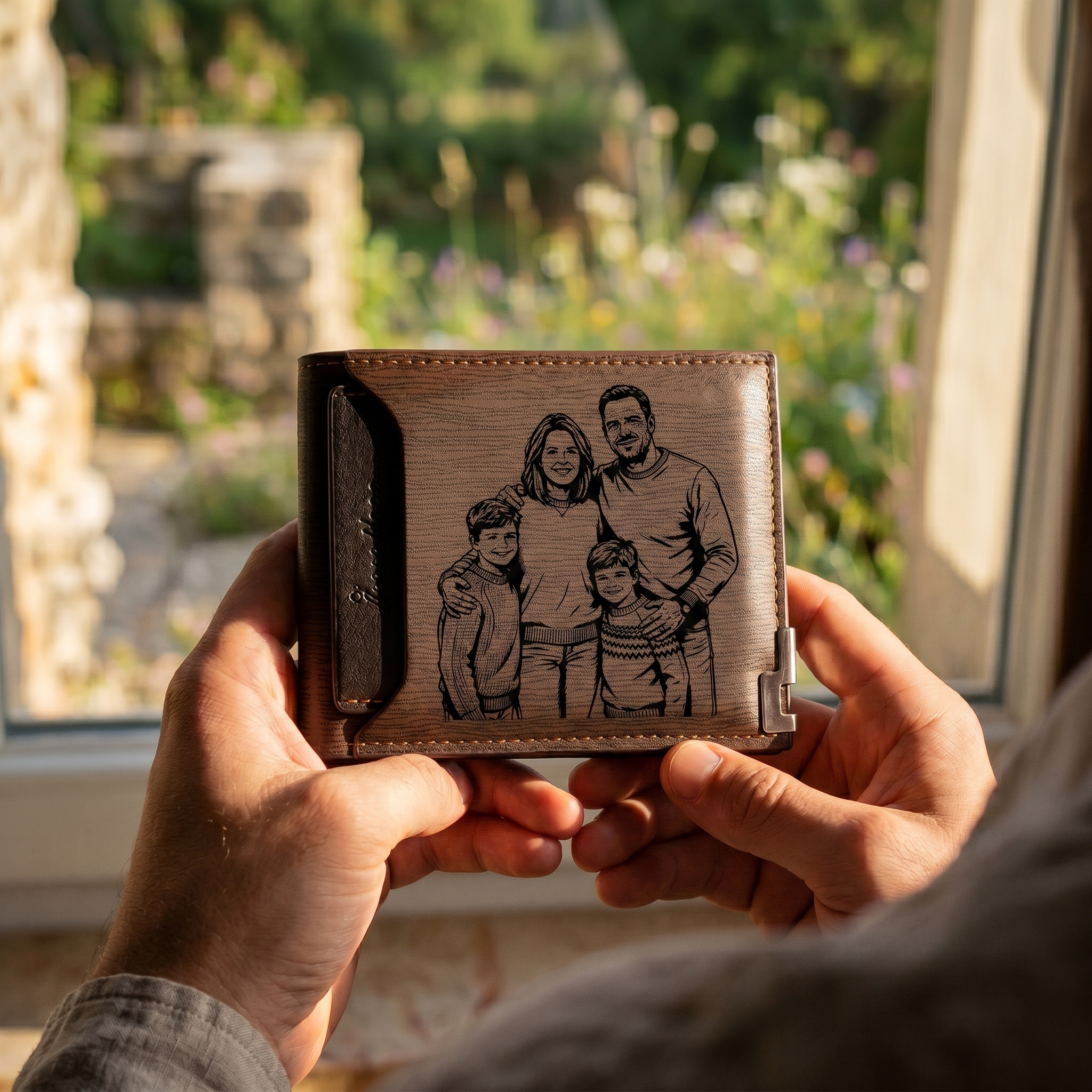 Portefeuille 1 Prénom Personnalisé avec Photo et Lettre Classique Homme Cadeau Saint-Valentin pour Homme | Jessemade