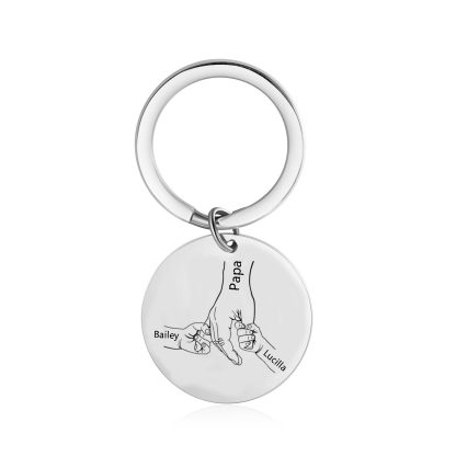 À mon Papa - Porte-Clés La Main Dans La Main 3 Prénoms Personnalisé