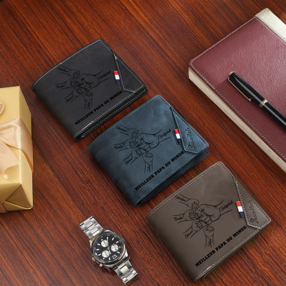 À Papa - Portefeuille Homme 1-6 Prénoms Personnalisés Porte-Monnaie en Cuir Pour Papa | Jessemade