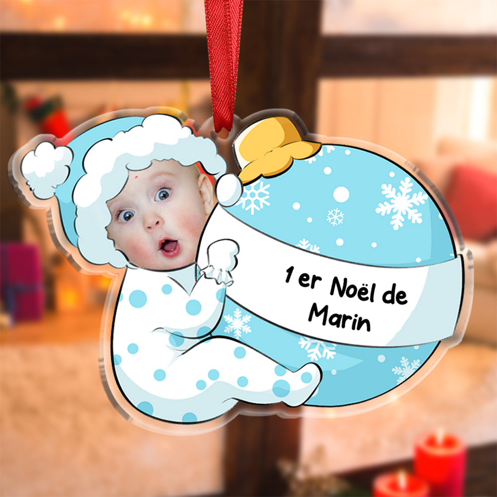 [Copy]Ornements de Noël Bébé en Acrylique Photo et Prénom Personnalisés