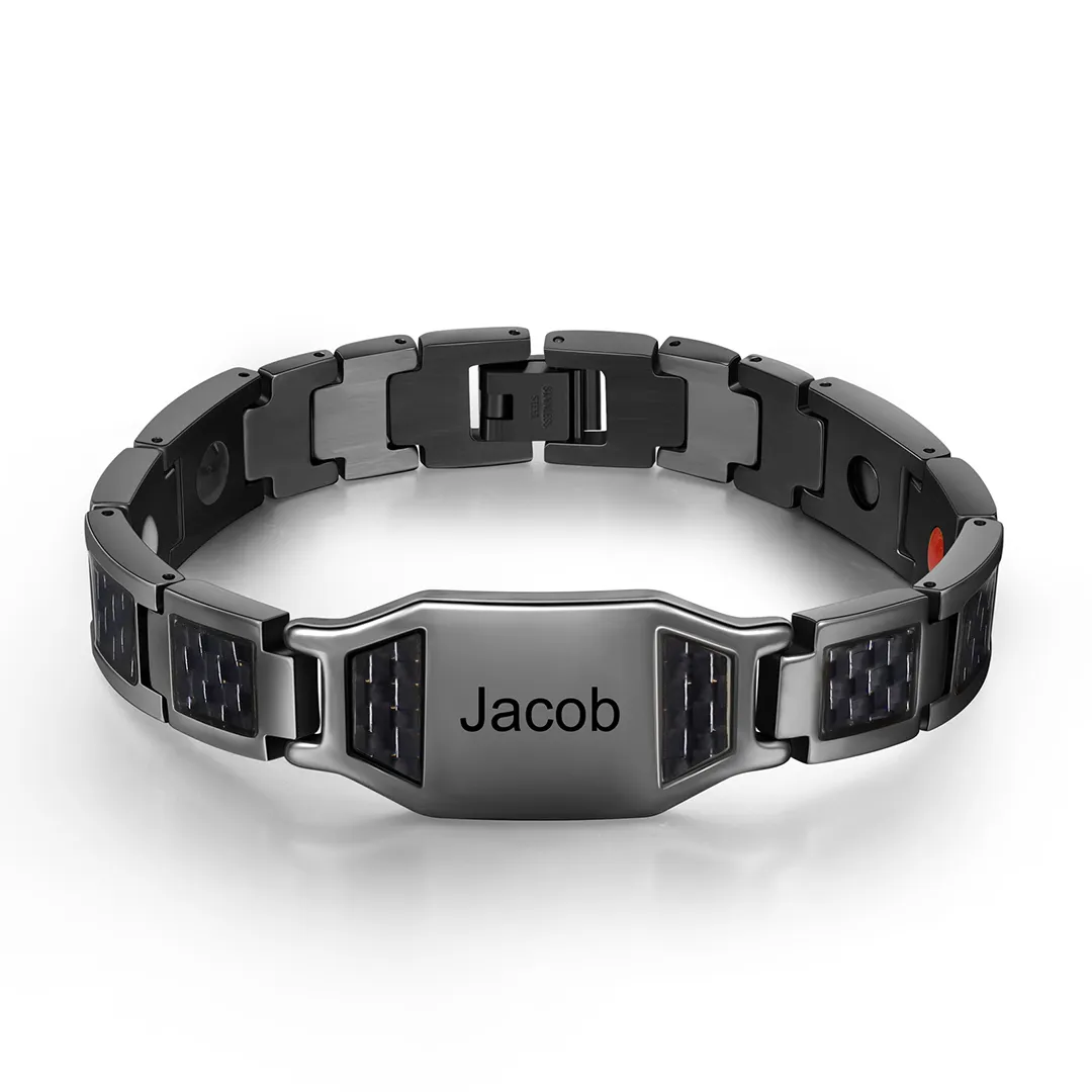 Bracelet magnétique 1 Prénom Personnalisé en Acier au titane