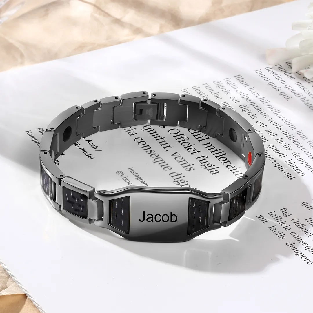 Bracelet magnétique 1 Prénom Personnalisé en Acier au titane