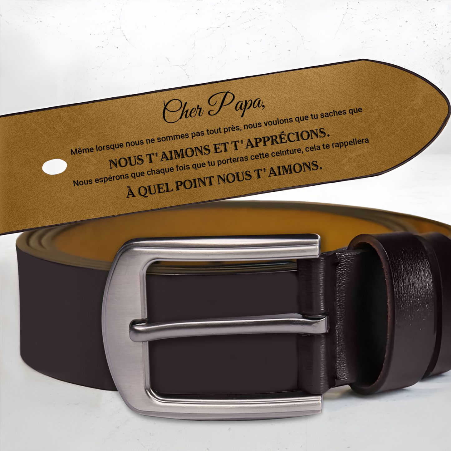 À mon Père - Ceinture en Cuir 1-6 Prénoms Personnalisés Cadeau pour Homme | Jessemade