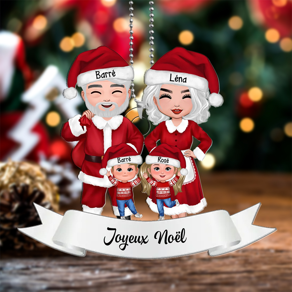 Décoration Sapin Noël Croix ailes et cardinal 2 Prénoms Personnalisés Cadeau pour mamie et papi | Jessemade