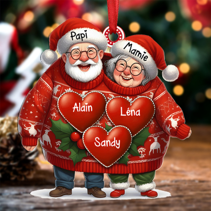 À Mamie et Papi Décoration Sapin Noël en acrylique 3-8 Prénoms Personnalisés Cadeau Émotionnel pour famille | Jessemade