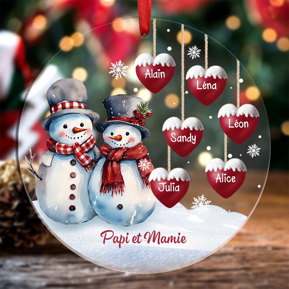 À Mamie et Papi Décoration Sapin Noël Acrylique Bonhomme de Neige 1-8