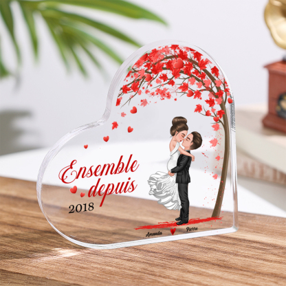 Plaque Acrylique en forme Cœur arbre romantique 2 Prénoms Personnalisés Cadeua pour couple Saint-Valentin | Jessemade