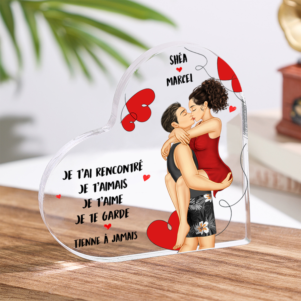 Plaque Acrylique Cœur 2 Prénoms Personnalisés Couple Romantique Cadeua pour couple Saint-Valentin | Jessemade