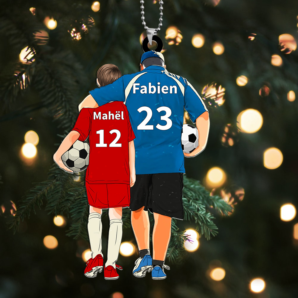 Porte-Clés Acrylique Famille avec 2 Prénoms Personnalisés Cadeau pour père et fils | Jessemade
