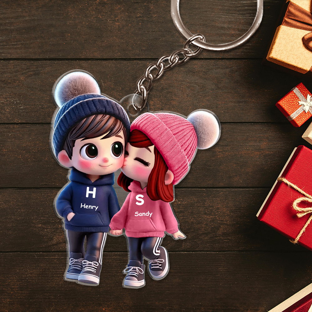 Ornements en Acrylique Personnalisées avec 2 Prénoms et Lettres Décoration Suspendue Cadeau pour Couple | Jessemade