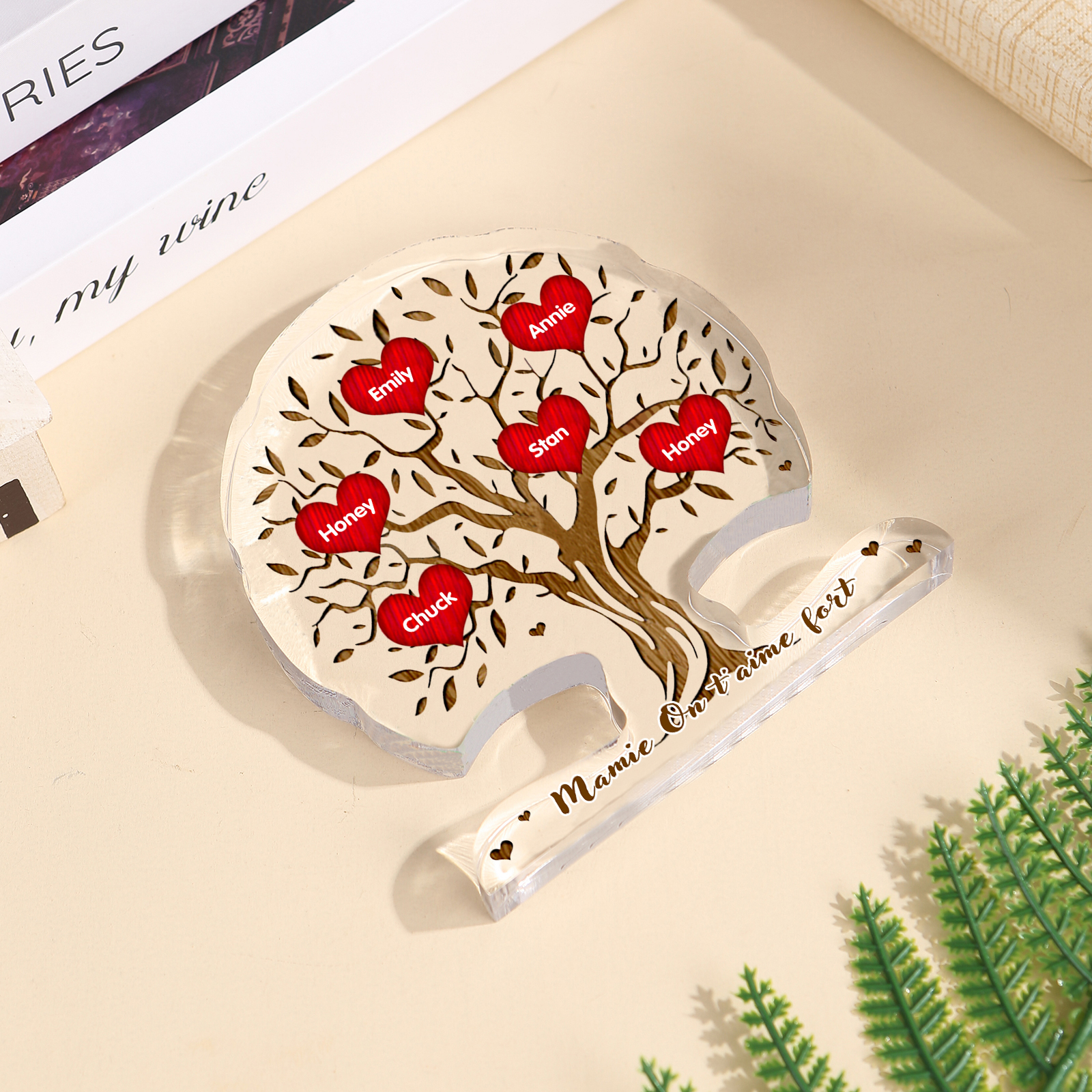 À Mamie - Plaque Acrylique en Forme d'Arbre de Vie 6 Prénoms Personnalisés avec Texte Cadeau Famille | Jessemade