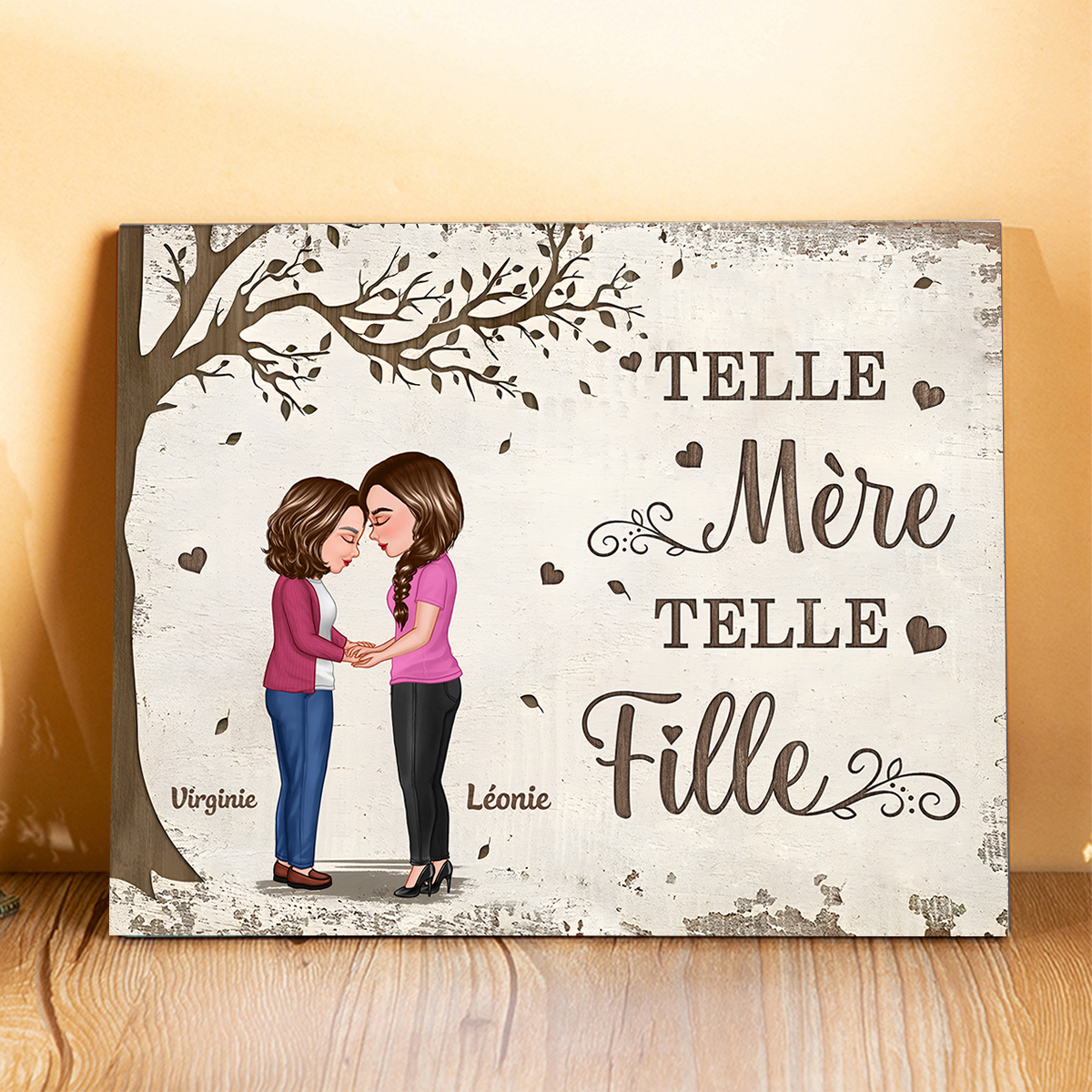 Cadre en Bois Personnalisé – Cadeau Unique pour Maman et Fille | Jessemade
