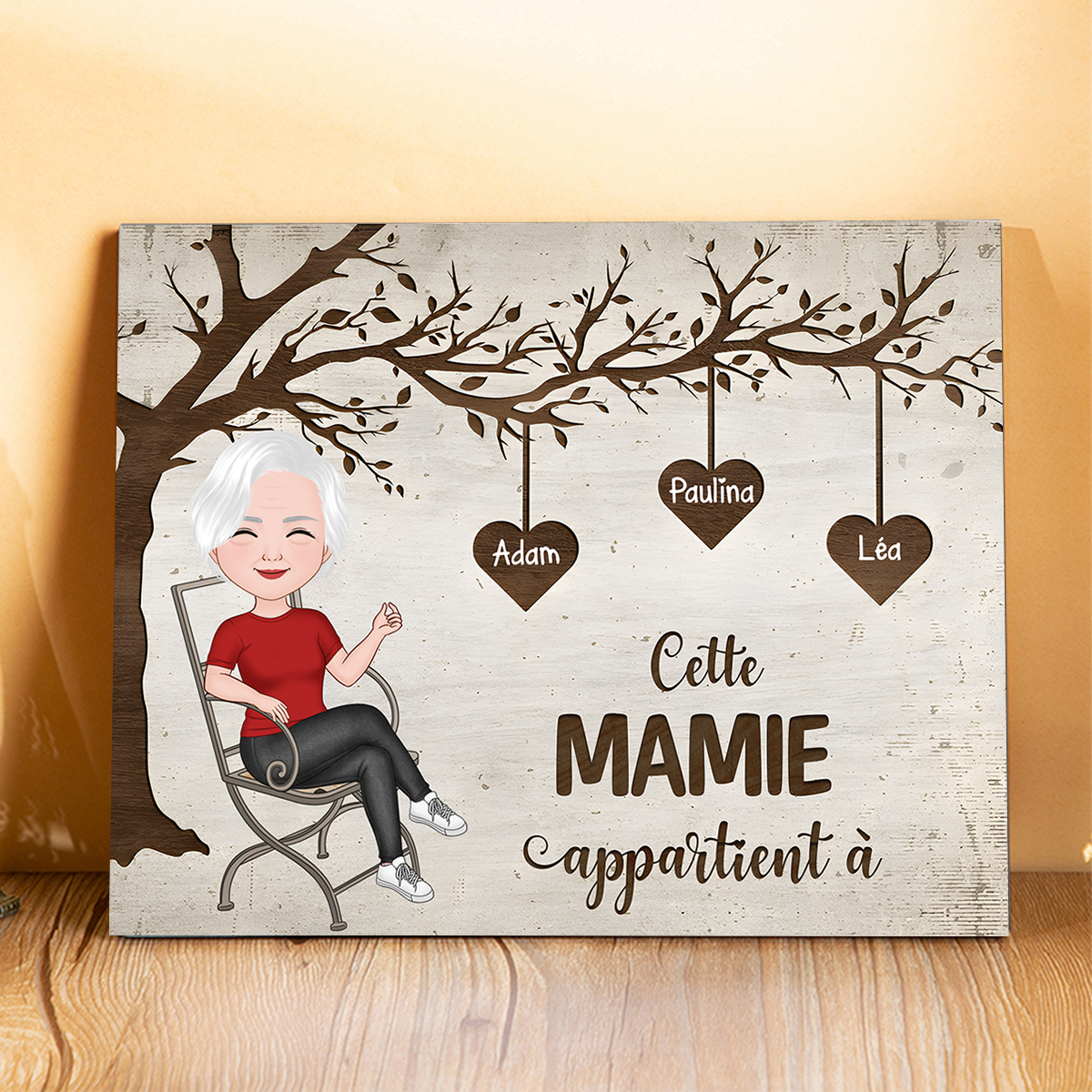 Cadre en bois personnalisé – Un cadeau unique pour grand-mère avec prénoms gravés | Jessemade