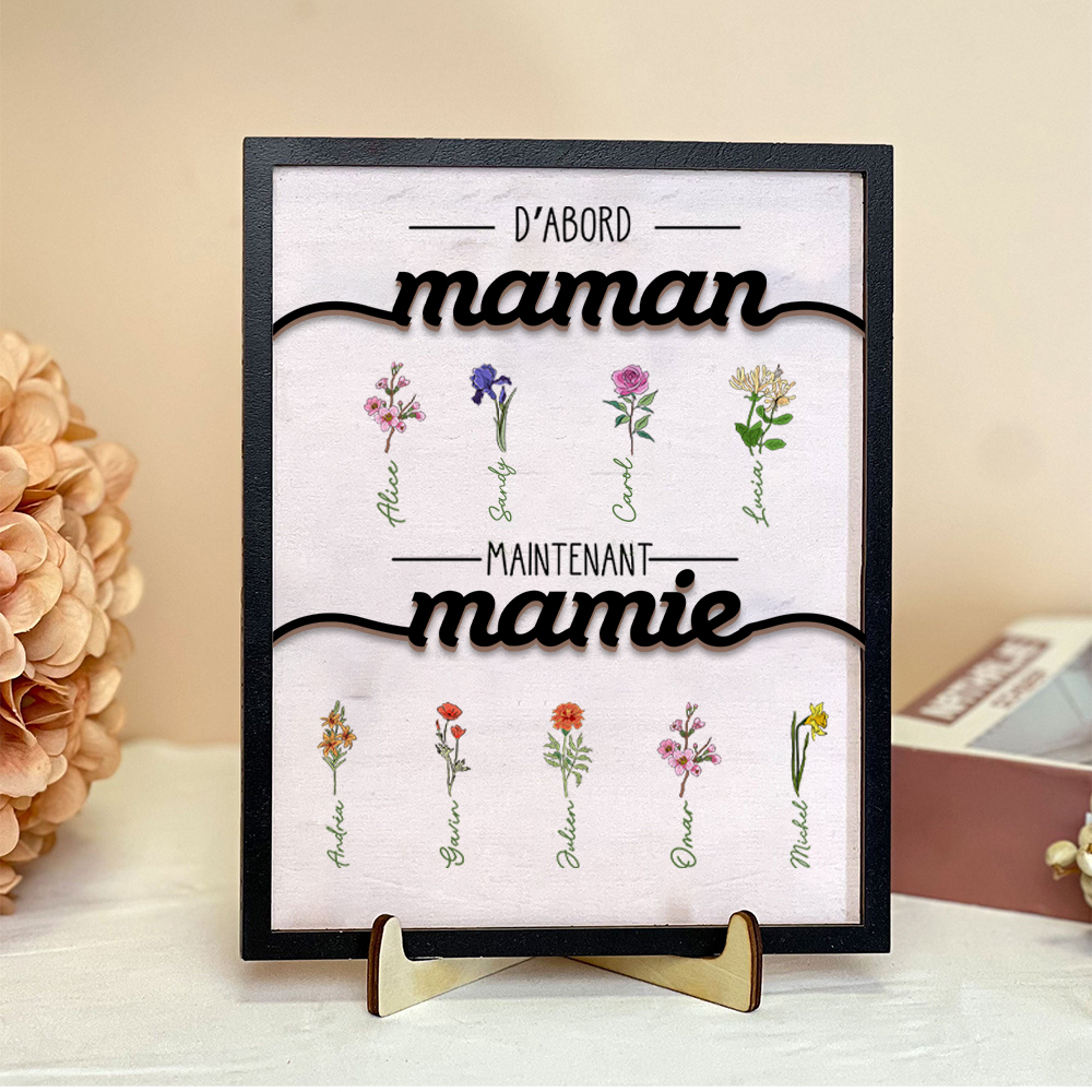 Plaque en Bois Personnalisée “D'abord Maman, Maintenant Mamie” - Cadeau Émotion pour la Fête des Mères & Mamies | Jessemade