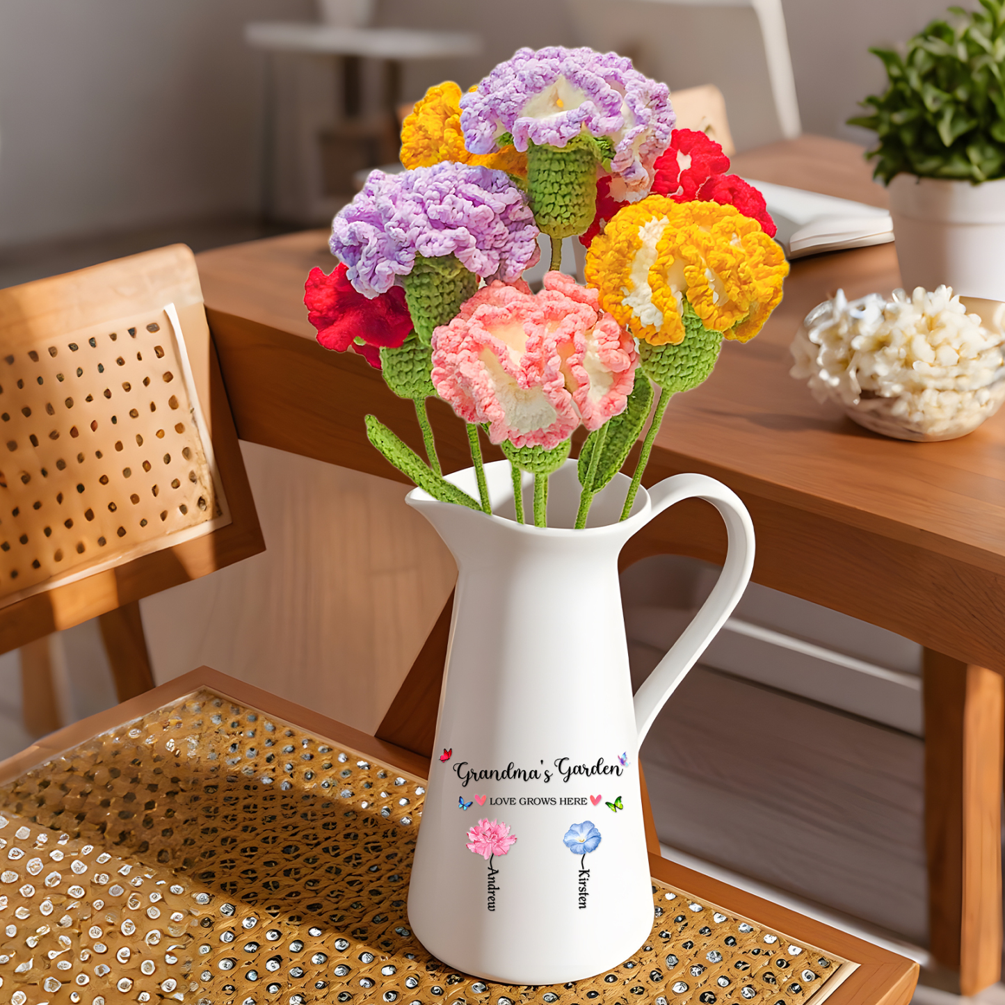 Bouquet de Fleurs au Crochet Fait Main – Roses, Tulipes ou Œillets en Fil Doux | Jessemade