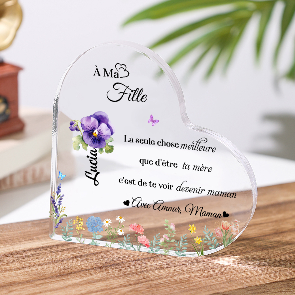 [Copy]À Maman - Plaque Acrylique Cœur 5 Textes Personnalisé Le jour où tu es devenue ma maman Déco de Maison | Jessemade