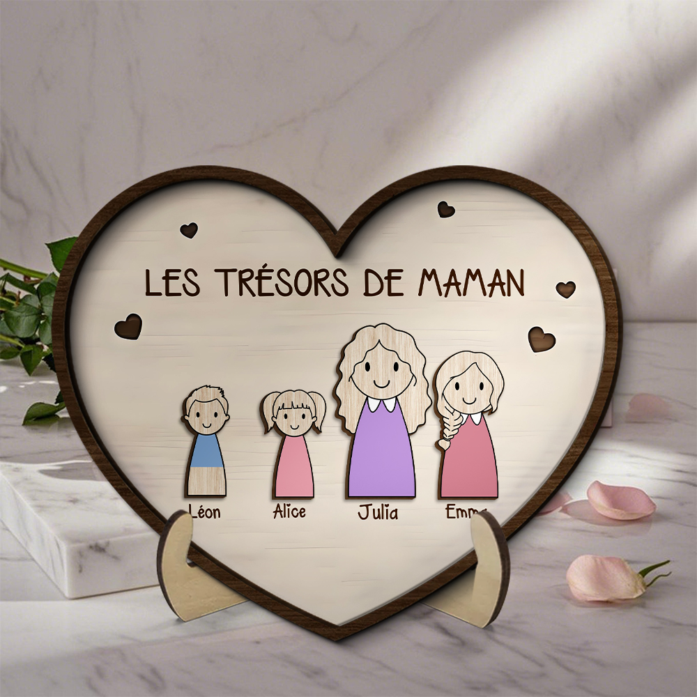 À Maman-Cœur en bois personnalisé – décoration avec prénoms d’enfants | Jessemade