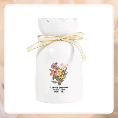 À Maman/Mamie - Vase Personnalisés avec 2-6 Prénoms et 1 Texte Vase bouquet en Céramique (sans fleurs) | Jessemade