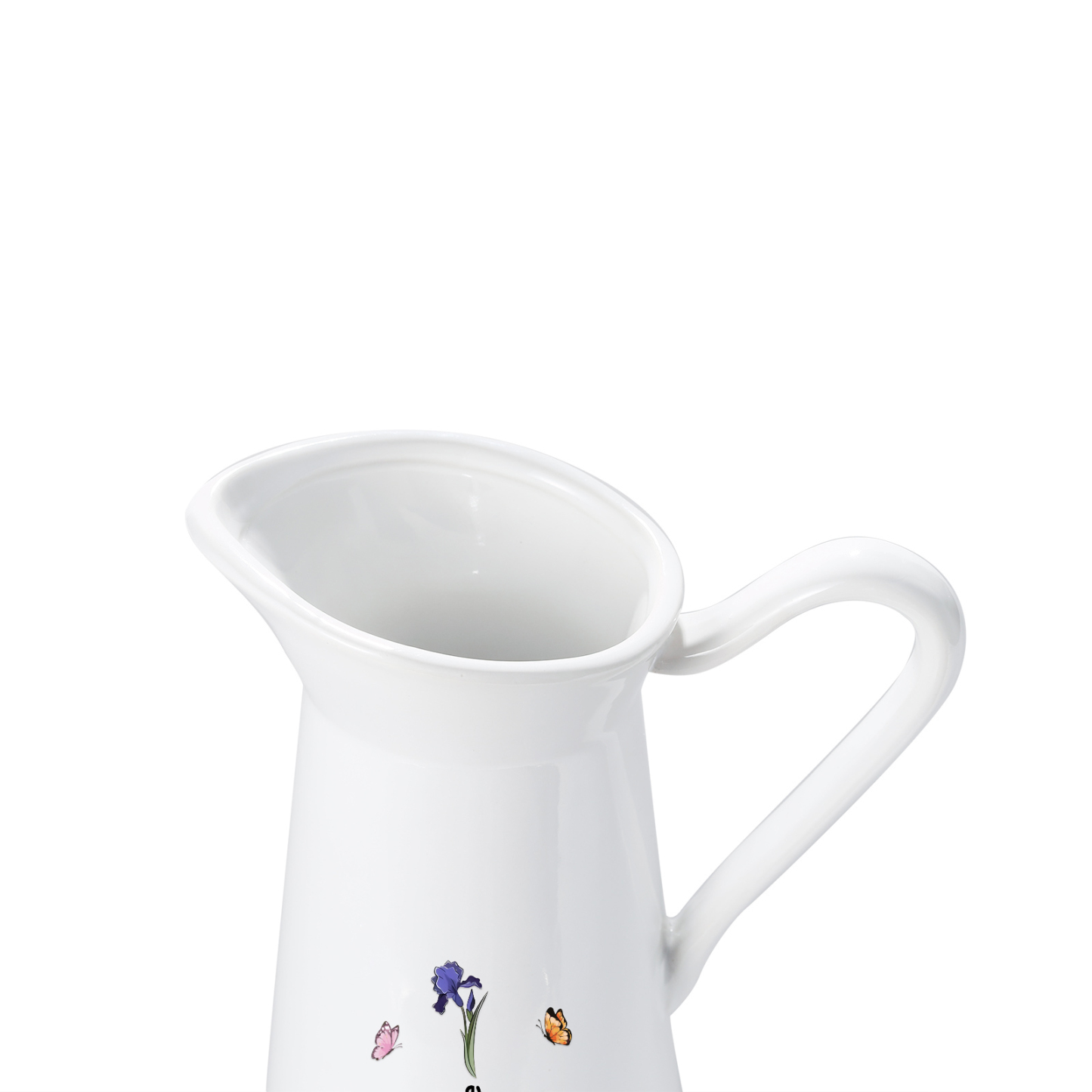 À Maman/Mamie - Vase Personnalisé 1-6 Prénoms et Fleurs de Naissance avec 2 Textes Vase Forme Pichet en Céramique (sans fleurs) | Jessemade