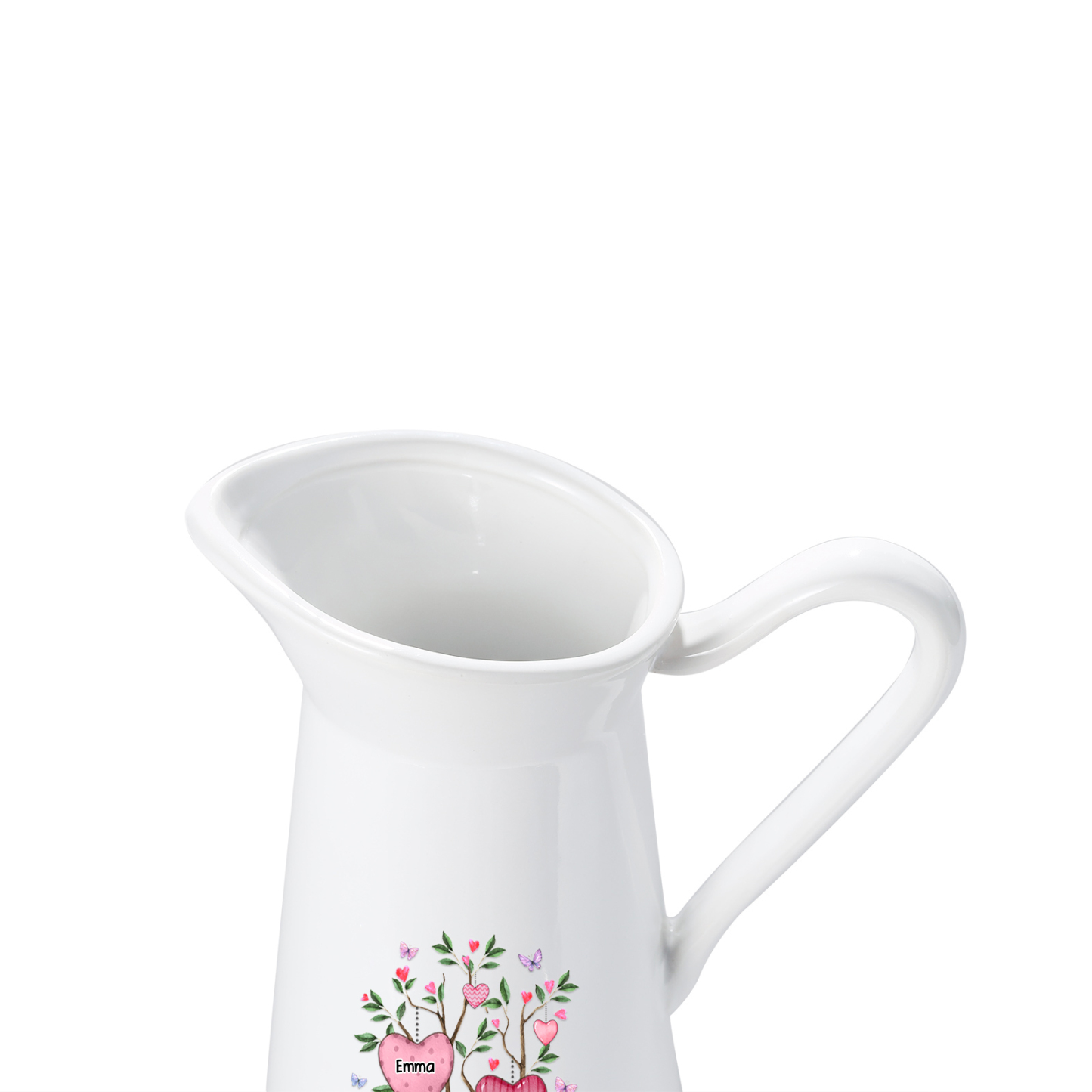 À Maman/Mamie - Vase Personnalisé 2-8 Prénoms et 1 Date avec 1 Texte Vase Forme Pichet en Céramique (sans fleurs) | Jessemade