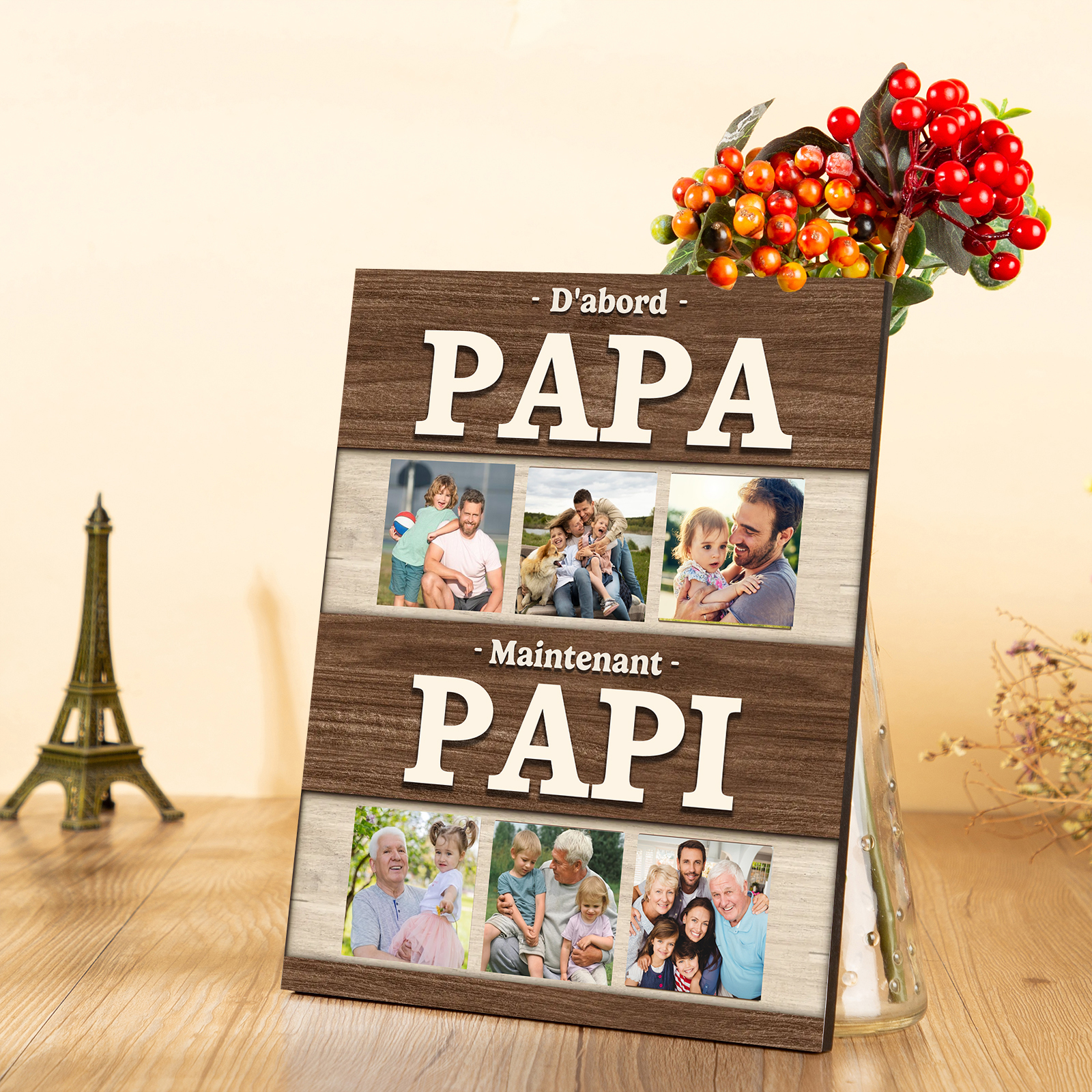 À mon Papa/Papi-Cadre Photo en Bois Personnalisés avec 6 Photos